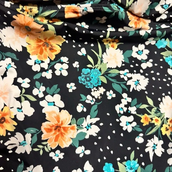 torrid Black Floral One-Piece Swimsuit with Yellow & Teal Blooms - Picture 5 of 11